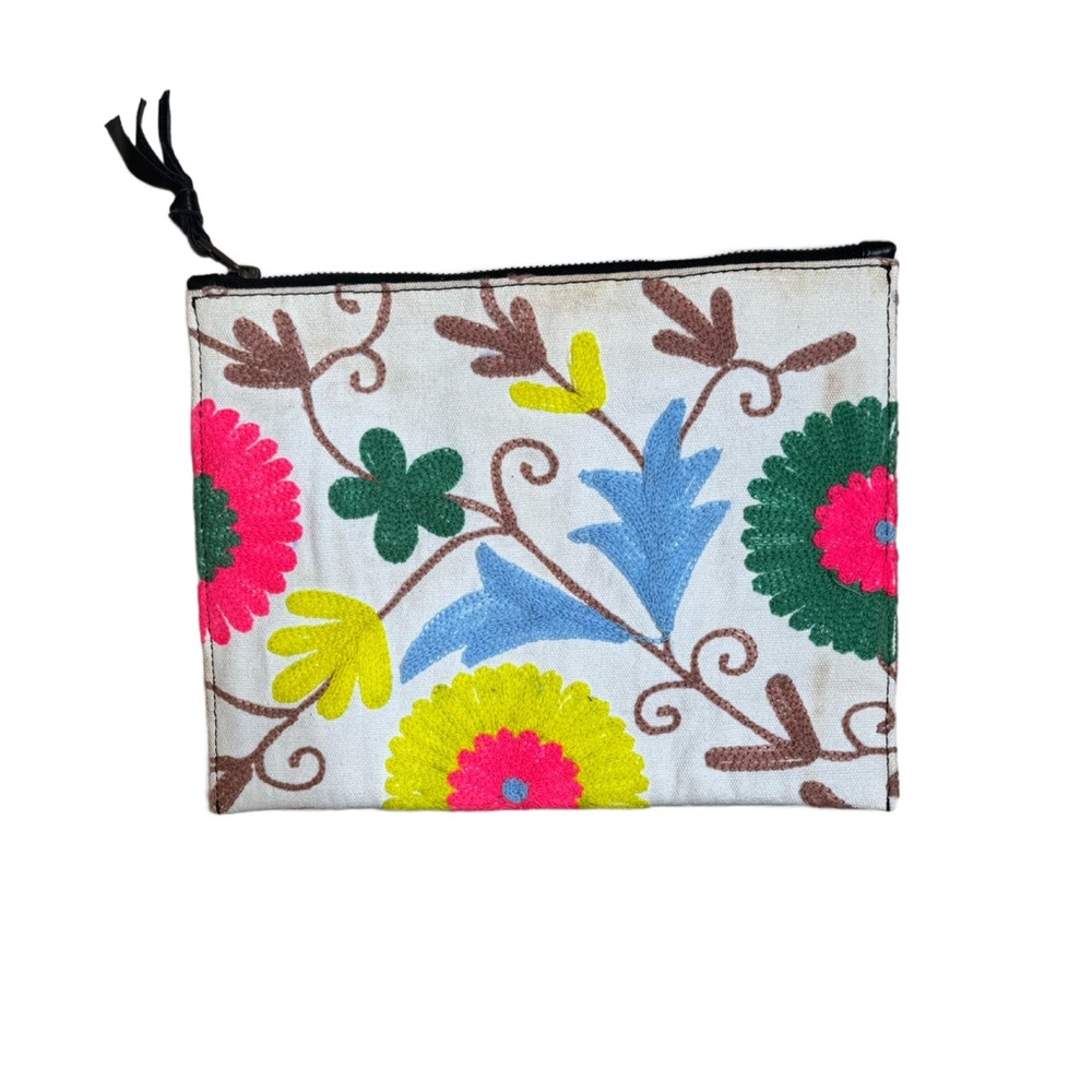 VINTAGE NEW Anthropologie Women’s Floral Embroidered Cosmetic Pouch Clutch $88